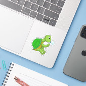 Sticker Tortue avec bulles de savon (Ordinateur portable avec iPhone)