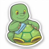 Sticker Tortue avec coquille et chiffon de nettoyage (Recto)