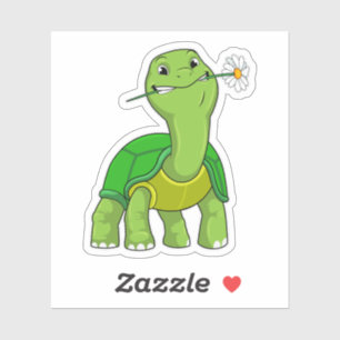 Sticker Tortue avec marguerite à fleurs