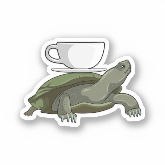 Sticker Tortue avec thé (Devant)