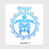 Sticker Tortue bleu de l'océan Kauai (Feuille)