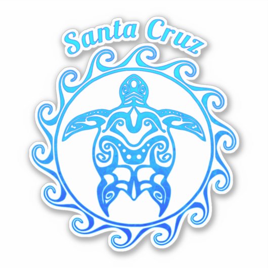Sticker Tortue bleu de l'océan Père Noël Cruz (Devant)