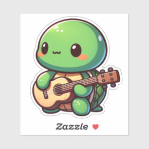 Sticker Tortue Chibi Jouer de la guitare