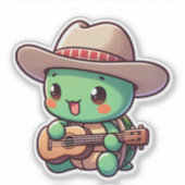 Sticker Tortue Chibi Jouer de la guitare (Devant)