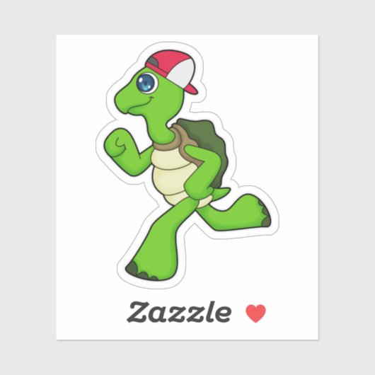 Sticker Tortue comme coureur avec Casquette (Feuille)