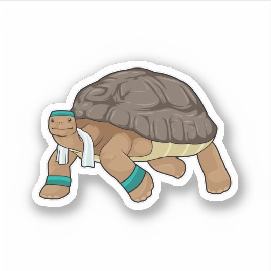 Sticker Tortue comme coureur avec serviette (Devant)