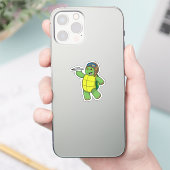 Sticker Tortue comme pilote avec avion en papier (Téléphone)
