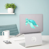 Sticker tortue d'aquarelle (Ordinateur portable sur le bureau)