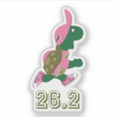 Sticker Tortue de course de marathon en rose (Devant)