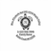 Sticker Tortue de la mer Noire Famille Adresse (Devant)