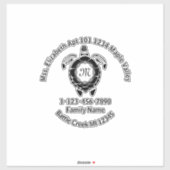 Sticker Tortue de la mer Noire Famille Adresse (Feuille)
