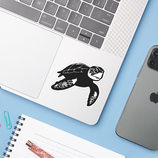 Sticker tortue de mer (Ordinateur portable avec iPhone)