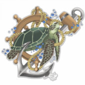 Sticker Tortue de mer bleu vert (Devant)