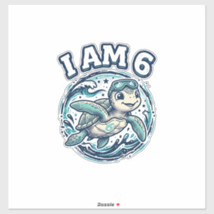 Sticker Tortue de mer mignonne Je suis un anniversaire de