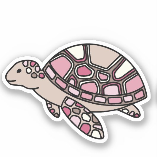 Sticker Tortue de mer rose (Recto)