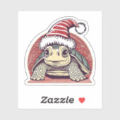 Sticker Tortue de Noël Santa Chapeau Vinyl (Feuille)