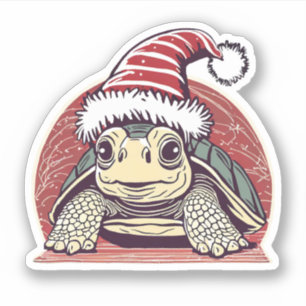 Sticker Tortue de Noël Santa Chapeau Vinyl