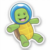 Sticker Tortue en astronaute avec boule de verre (Recto)