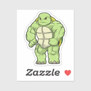Sticker Tortue en Bodybuilder avec Six pack