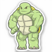 Sticker Tortue en Bodybuilder avec Six pack (Recto)