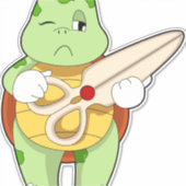 Sticker Tortue en coiffeur avec ciseaux (Devant)