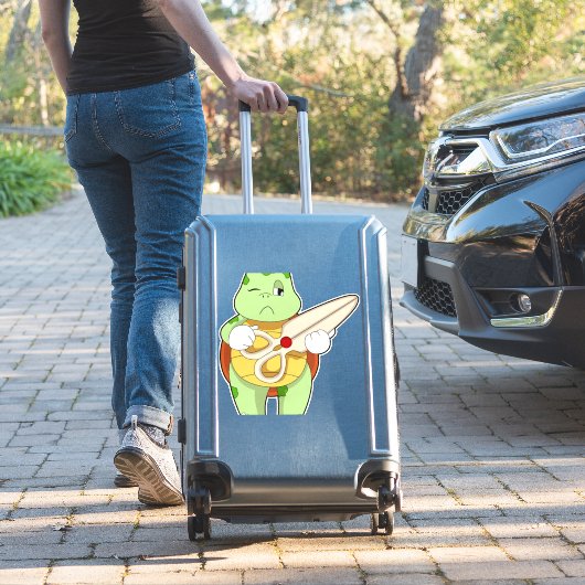 Sticker Tortue en coiffeur avec ciseaux (Valise Insitu)