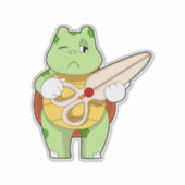 Sticker Tortue en coiffeur avec des ciseaux (Devant)