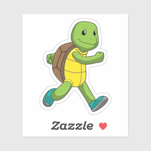 Sticker Tortue en course (Feuille)