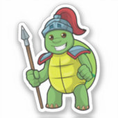 Sticker Tortue en guerrier avec Spear & Helmet (Recto)
