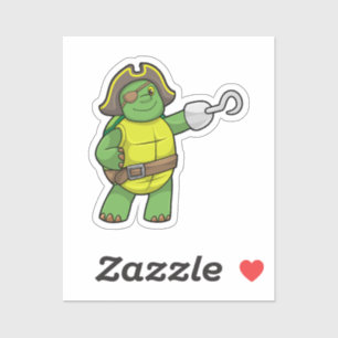 Sticker Tortue en pirate avec patchs main et oeil