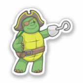 Sticker Tortue en pirate avec patchs main et oeil (Recto)