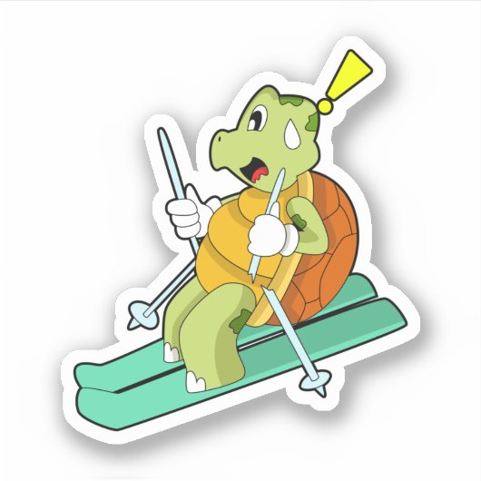 Sticker Tortue en ski avec ski (Devant)
