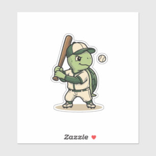 Sticker Tortue Mignonne Batteur de Baseball Art Vectoriel