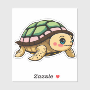 Sticker Tortue Personnage de Dessin Animé Mignonne