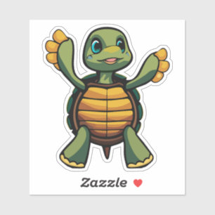 Sticker Tortue Personnage de Dessin Animé Mignonne