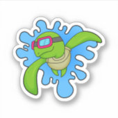 Sticker Tortue Piscine lunettes de natation (Devant)