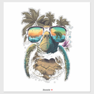 Sticker Tortue Tortues de mer hawaïennes Hawaï Plage Palmi