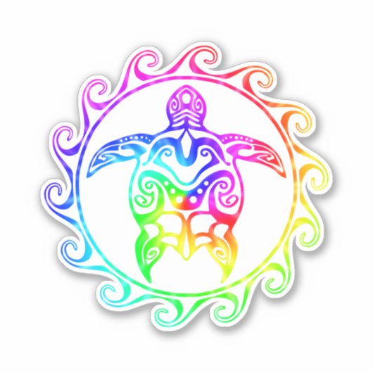 Sticker Tortue tribale colorée (Devant)