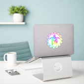 Sticker Tortue tribale colorée (Ordinateur portable sur le bureau)