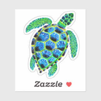 Sticker Tortue verte cool en acrylique