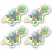 Sticker Tortue volante avec un Jetpack Set de 4 (Devant)