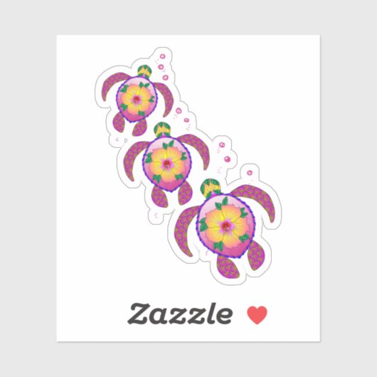 Sticker Tortues de Honu hawaïennes tropicales (Feuille)