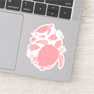Sticker Tortues de mer roses sous la mer
