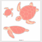 Sticker Tortues roses de corail (Feuille)