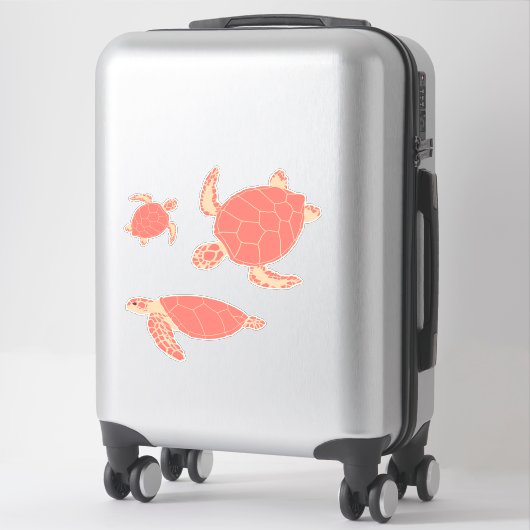 Sticker Tortues roses de corail (Sur valise)