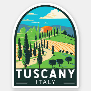 Sticker Toscane Italie Vignoble Voyage Art Vintage