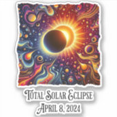 Sticker Total Eclipse 2024 Retro Super 60's 70's vibe (Devant)
