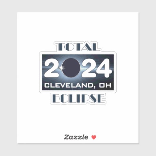 Sticker Total Eclipse Cleveland Ohio 2024 Parcours de la T (Feuille)
