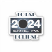Sticker Total Eclipse Erie PA 2024 Parcours de la totalité (Devant)