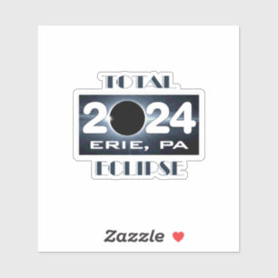 Sticker Total Eclipse Erie PA 2024 Parcours de la totalité